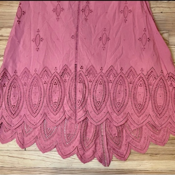 Joie - Southwest Embroidered Eyelet Scalloped Salmon Pink Sundress - Picture 10 of 12